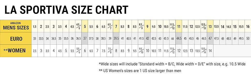 mens sportiva size chart horizontal