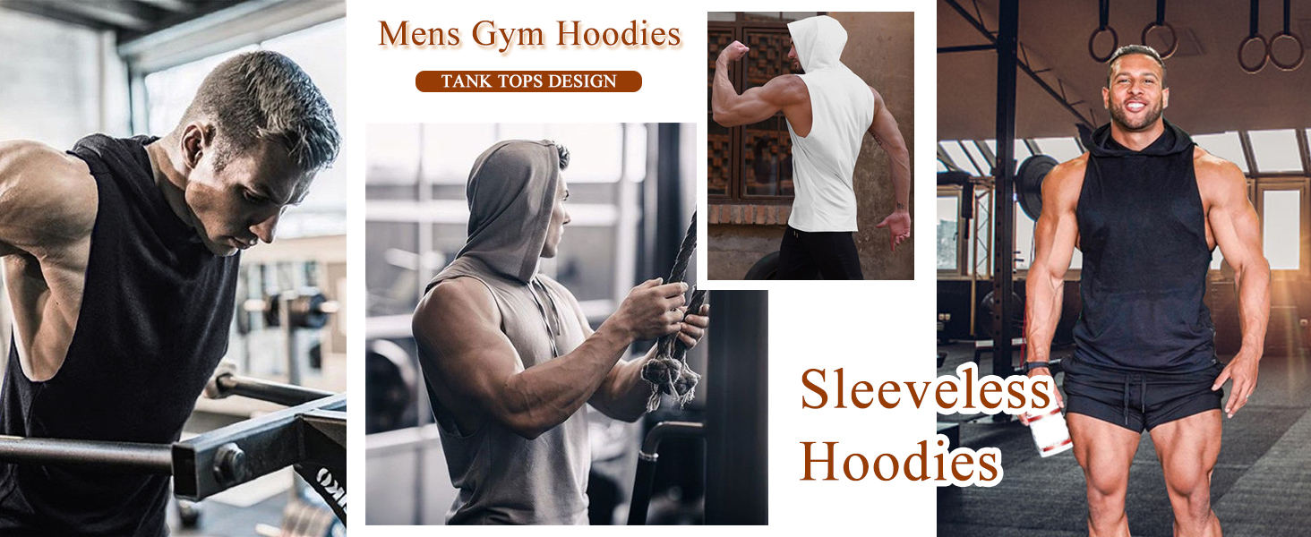 mens hooded gym tank tops