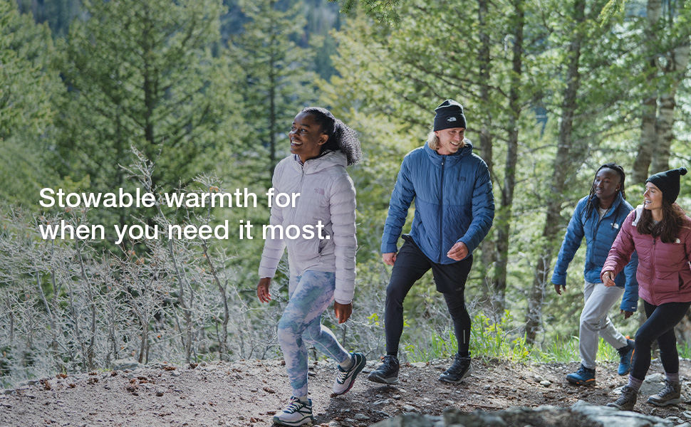 Stowable warmth in men and womens sizes for when you need it most.