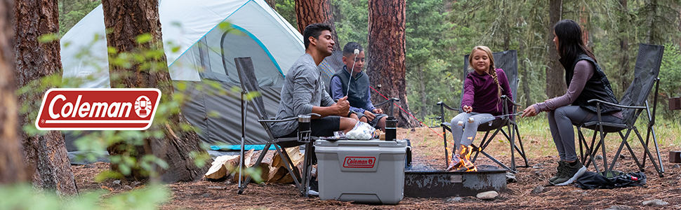 Coleman logo and family camping