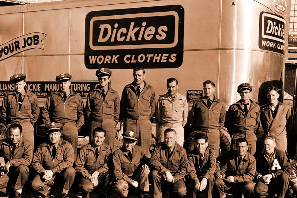 1940's truckers in front of Dickies trailer