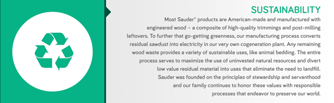 Sauder was founded on the principle of stewardship, driving our sustainable efforts today.