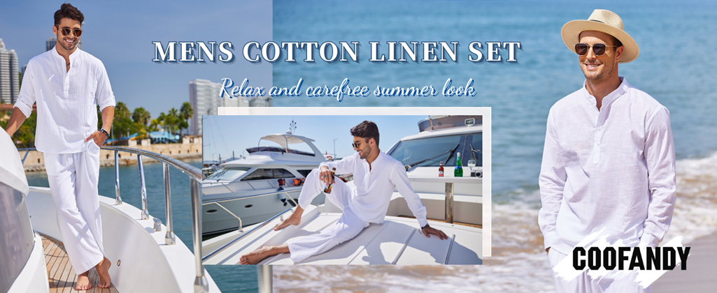 men's 2 piece linen sets