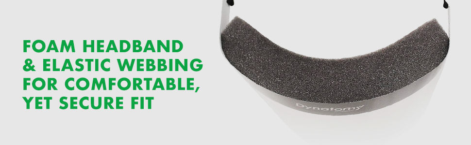 Foam headband and elastic webbing for comfortable, yet secure fit